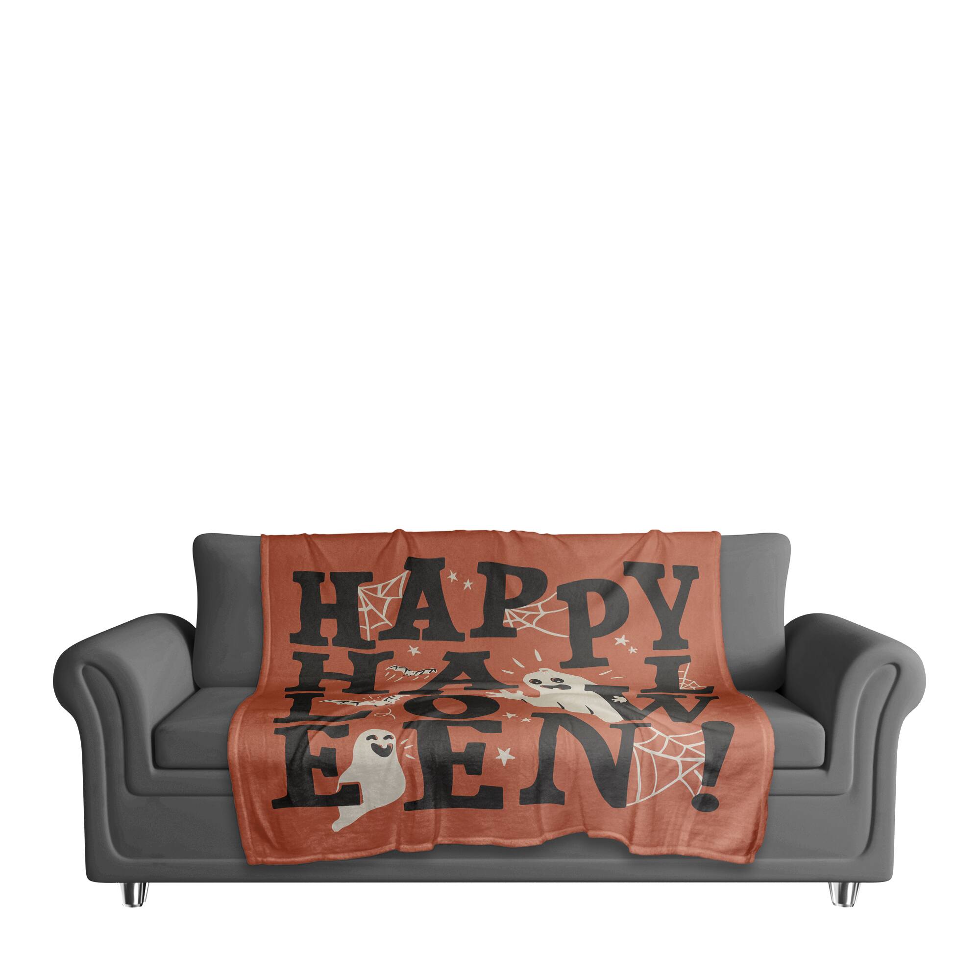 Happy Halloween Retro Ghosts Throw